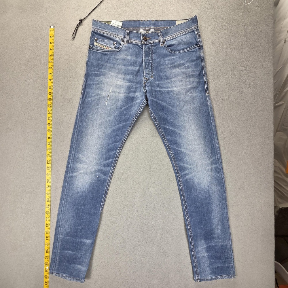 Diesel Jeans Mens 31x32 Altered Hem Blue Tepphar Slim Tapered Stretch